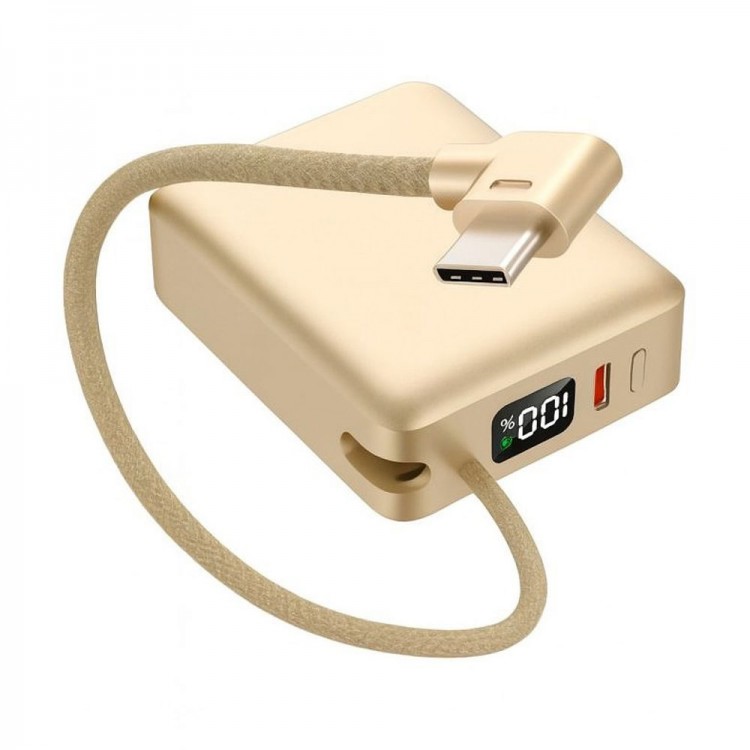 10.000mAh LCD Göstergeli Type-C Giriş & Çıkışlı 20W Dahili Type-C Kablolu Powerbank 10.000mAh LCD Göstergeli Type-C Giriş & Çıkışlı 20W Dahili Type-C Kablolu Powerbank
