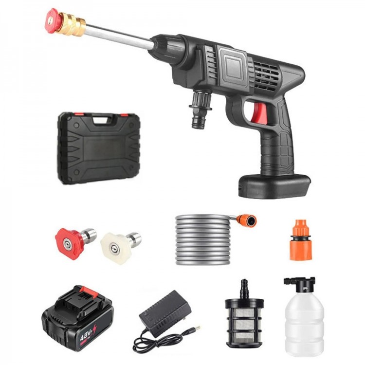 48V Şarjlı Çift Bataryalı Taşınabilir Basınçlı Oto Yıkama Bahçe Sulama Tabancası 48V Şarjlı Çift Bataryalı Taşınabilir Basınçlı Oto Yıkama Bahçe Sulama Tabancası