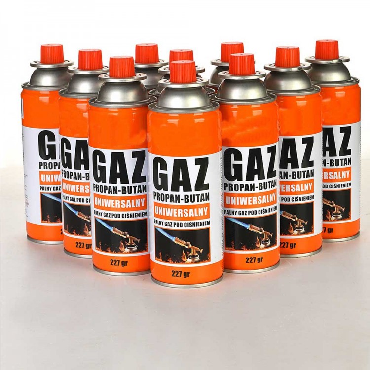 Camping Gas Cartridge with Valve 227GR - 10 Pieces