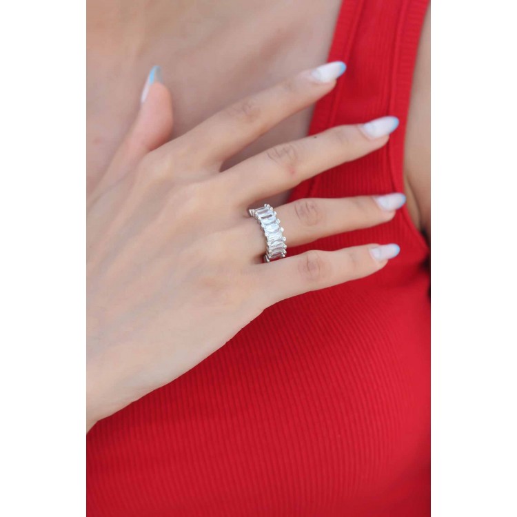 Silver-Coloured Metal Snake Design Stone Women's Ring - TJ-BYK2196