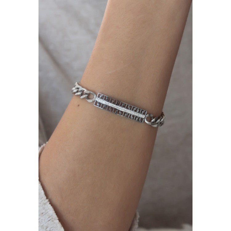 Steel Silver Color Chain Model Zircon Stone Women's Bracelet - TJ-BB4729