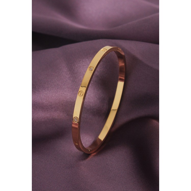 Steel Zircon Stone Detail Women's Handcuff - TJ-BB4830