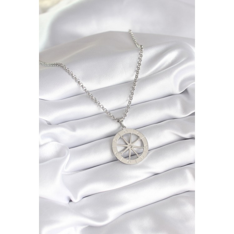 316L Çelik Gümüş Renk Zirkon Taşlı Rüya Kapanı Model İşeme Detay Kadın Kolye - TJ-BKO8267