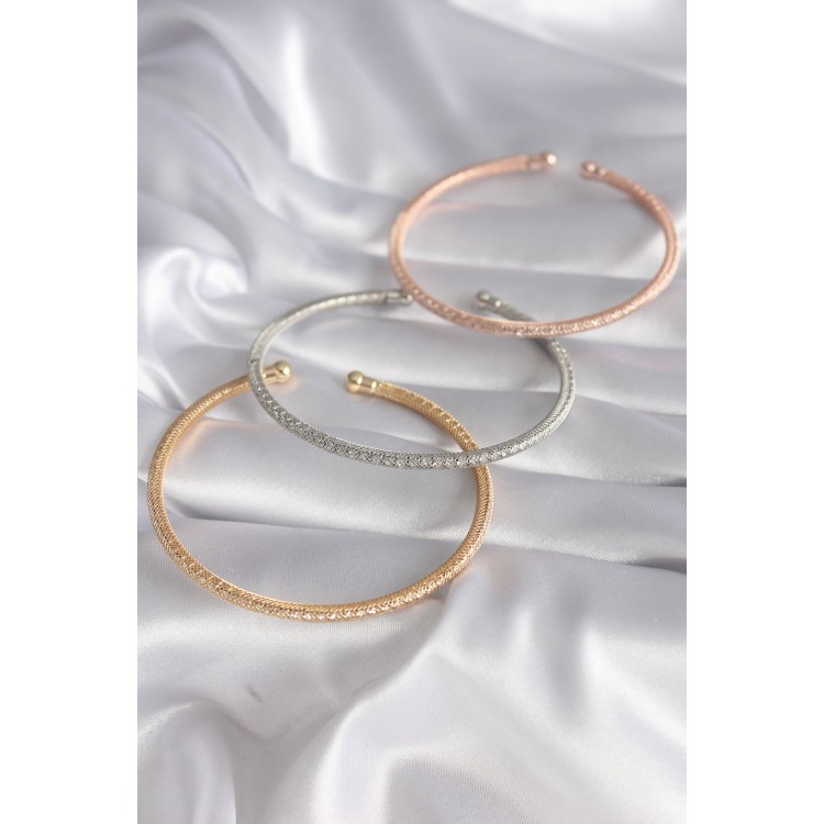 Women's Bracelet Set with Zircon Stone Details in Mixed Color Woven Design - TJ-BB5916