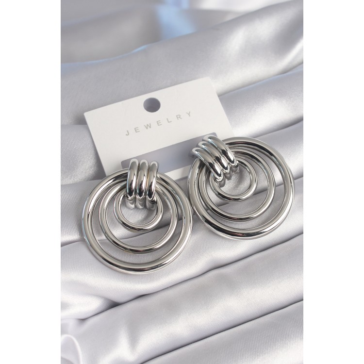 Silver-Colored Rice-Shaped Hoop Earrings for Women - TJ-BKP8716