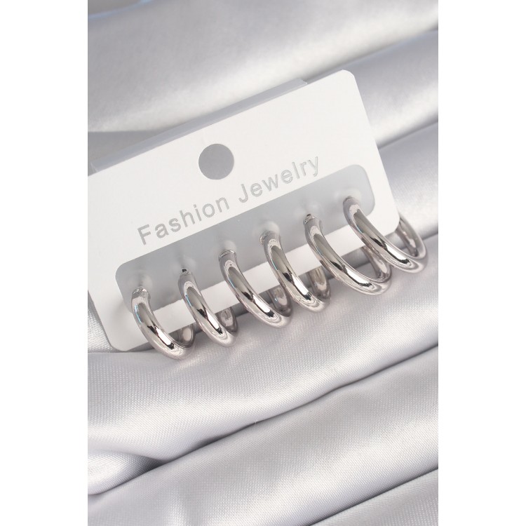 Rice Silver Color Hoop Model Women's Earring Set - TJ-BKP8764