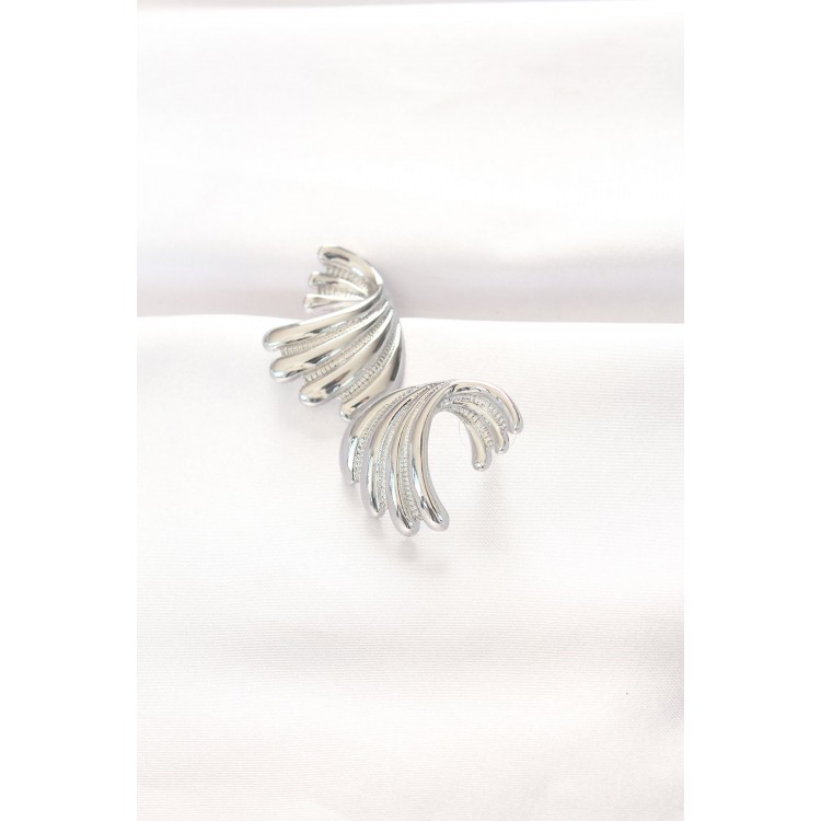 Brass Silver Color Earrings - TJ-BKP8884