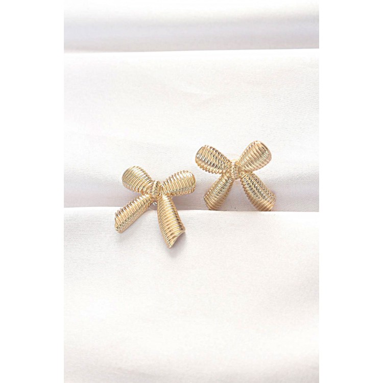 Gold-Colored Bow Earrings - TJ-BKP8881
