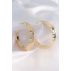 Gold-Colored Rice Leaf Pattern Hoop Earrings - TJ-BKP8921