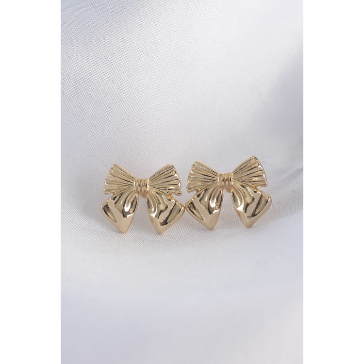 Gold-Colored Bow Earrings - TJ-BKP8942