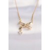 316L Steel Chain Gold-Tone Zircon Stone Heart Detail Bow Necklace - TJ-BKO8622