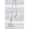 316L Çelik Zincir Gümüş Renk Beyaz Taşlı Bombeli Kalp Kolye - TJ-BKO8631