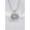 316L Çelik Zincir Gümüş Renk Kalp Güneşi Tasarımlı Kolye - TJ-BKO8658