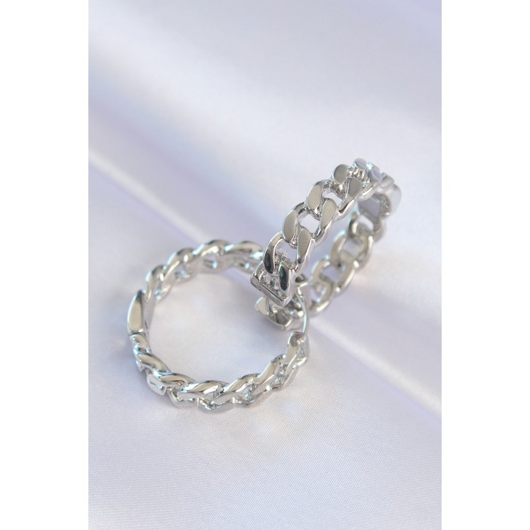Rice Silver Color Chain Model Hoop Earrings - TJ-BKP8971