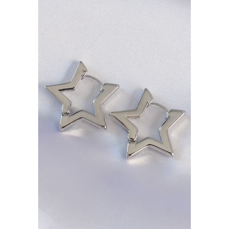 Silver-Tone Star Earrings - TJ-BKP8983