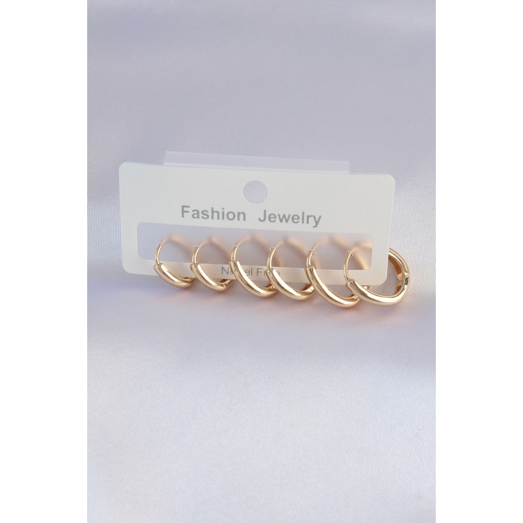 Gold-Colored Oval Earring Set - TJ-BKP8998