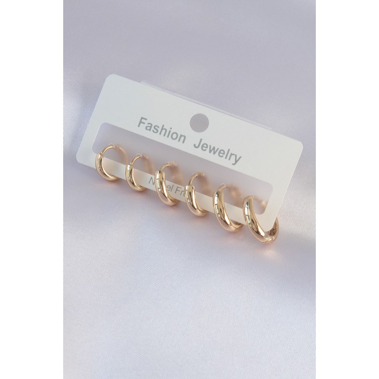 Gold-Colored Oval Earring Set - TJ-BKP9002