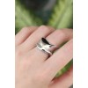 Adjustable Thick Crushed Face Ring in Silver-Colored Brass - TJ-BYK3167