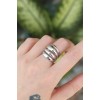 Rice Silver Color Adjustable Ridged Dome Ring - TJ-BYK3169