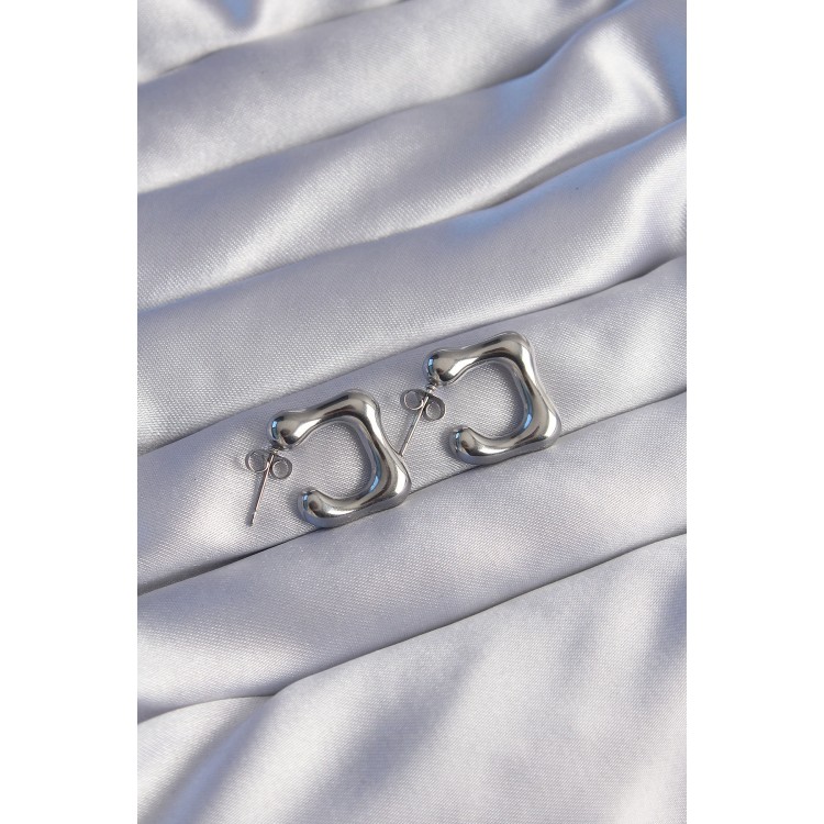 316L Stainless Steel Silver Color Minimal Bubble Earrings - TJ-BKP9042