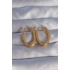 Gold-Colored Zircon Stone Oval Model Earrings - TJ-BKP9079