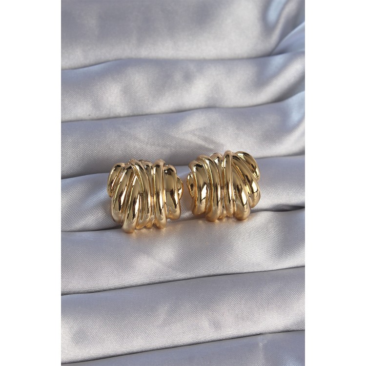 Gold-Colored Rice-Shaped Stud Earrings - TJ-BKP9089