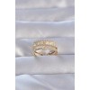 Gold-Colored Zircon Stone Baguette Waterway Model Adjustable Ring - TJ-BYK3229