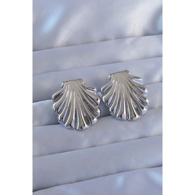 316L Stainless Steel Silver Color Oyster Model Earrings - TJ-BKP9105