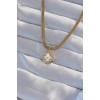 316L Steel Italian Chain Gold Color Zircon Stone Pearl Clover Model Necklace - TJ-BKO8987