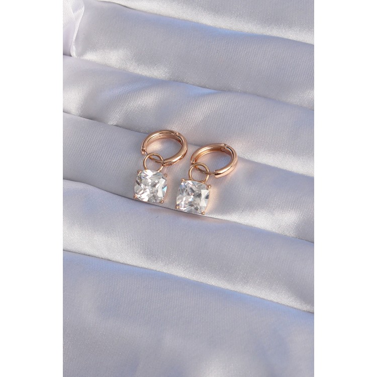 XUPİNG Rose Renk Zirkon Taşlı Halka Küpe - TJ-BKP9364