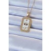 316L Çelik Zincir Altın Renk Mineli Zirkon Taşlı Göz Figür Tarot Kolye - TJ-BKO9215