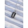316L Çelik Zincir Gümüş Renk Siyah Mineli Tarot Kolye - TJ-BKO9246