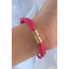Pembe Renk Zirkon Taşlı Deri Çoklu Bileklik - TJ-BB6352