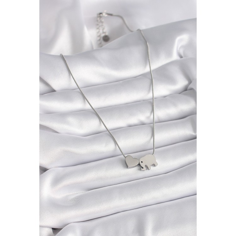 316L Steel Silver Color Elephant Heart Figured Women's Necklace - TJ-BKO9420