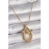 316L Çelik Gold Renk Zincir Zirkon Taşlı Vintage Model Kadın Kolye - TJ-BKO9507