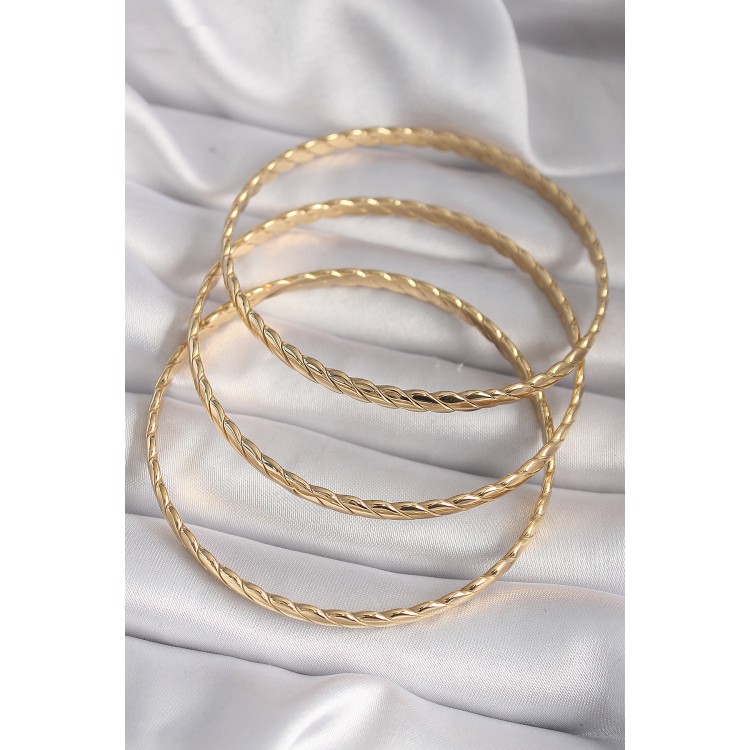 316L Çelik Gold Renk Burma Ajda Model Kadın Bileklik - TJ-BB6483