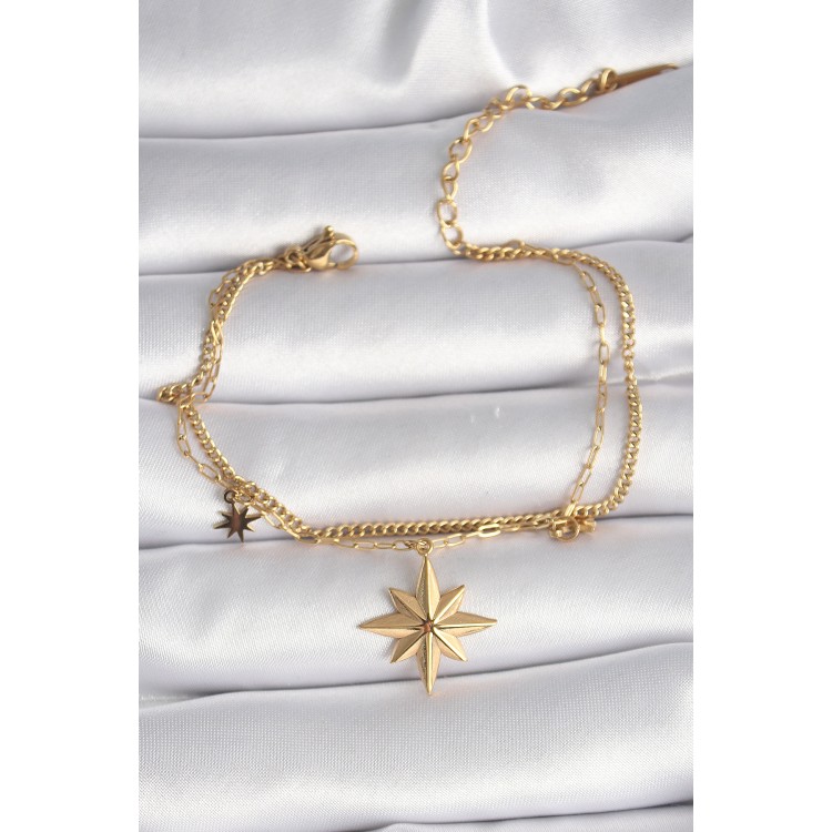 316L Steel Gold Color Pole Star Model Women's Bracelet - TJ-BB6500