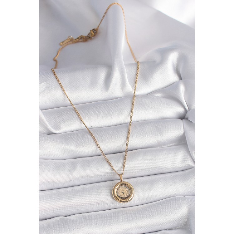 316L Çelik Gold Renk Zincir Gold Altın Model Kadın Kolye - TJ-BKO9572