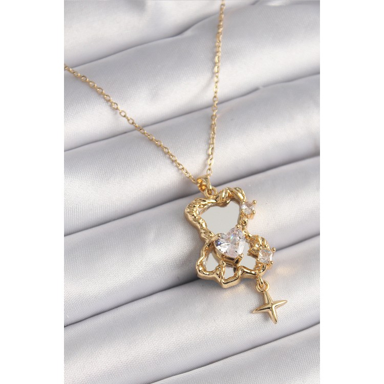 316L Çelik Gold Renk Zincir Ayna Ayıcık Model Zirkon Taşlı Kalp Model Kadın Kolye - TJ-BKO9626 316L Çelik Gold Renk Zincir Ayna Ayıcık Model Zirkon Taşlı Kalp Model Kadın Kolye - TJ-BKO9626
