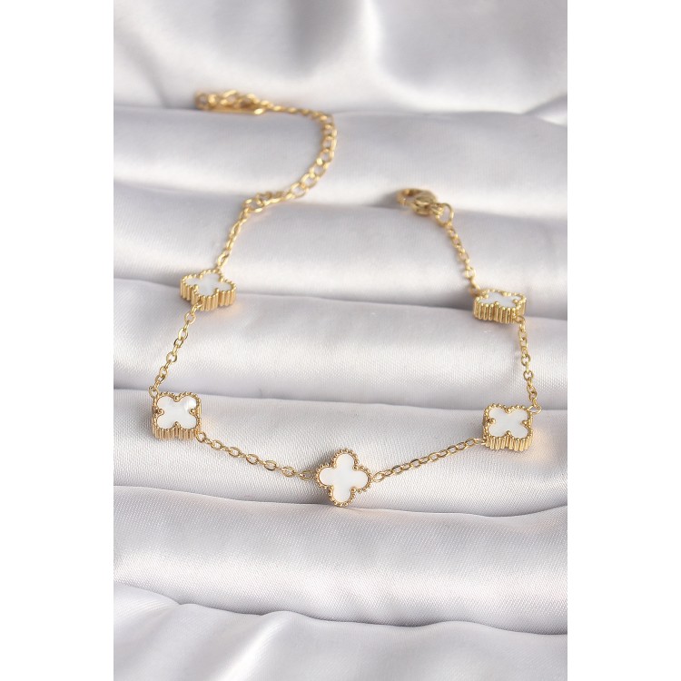 316L Çelik Gold Renk Baby Boy Yonca Model Kadın Bileklik - TJ-BB6640