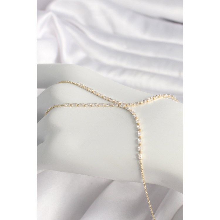 Pirinç Gold Renk Su Yolu Zirkon Taşlı Kadın Şahmeran - TJ-SN609