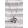 316L Steel Silver Color Zircon Stone Purple Heart Model Women's Necklace - TJ-BKO9696