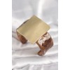 Kahverengi Mermer Desen Akrilik Plastik Gold Kare Plaka Model Vintage Kadın Bilezik - TJ-BB6682