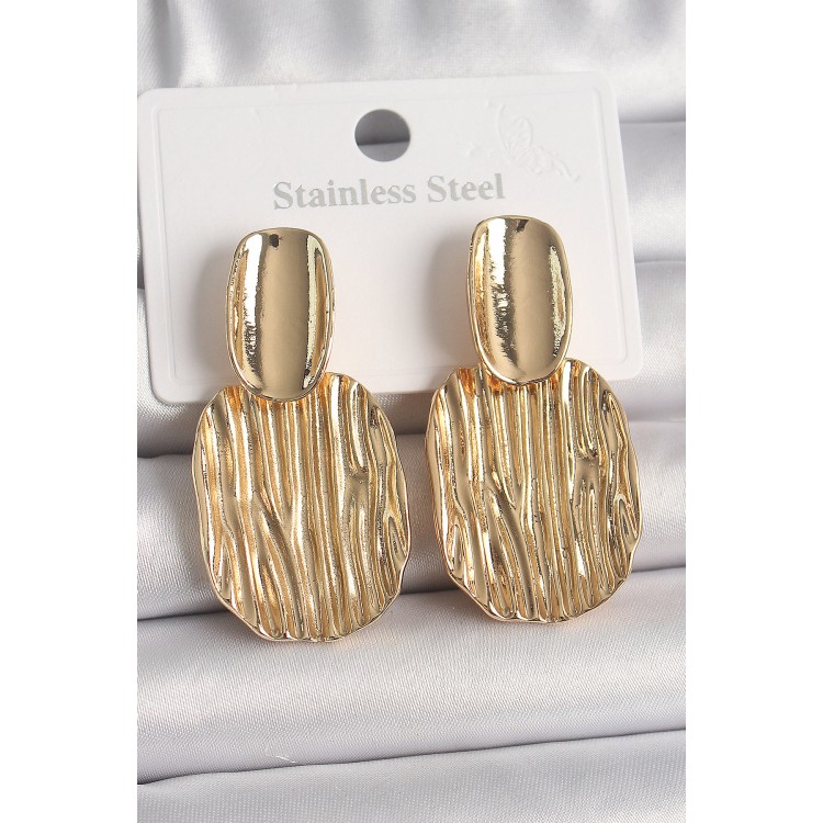 Brass Gold Color Dangle Square Plate Model Women's Earrings - TJ-BKP10065