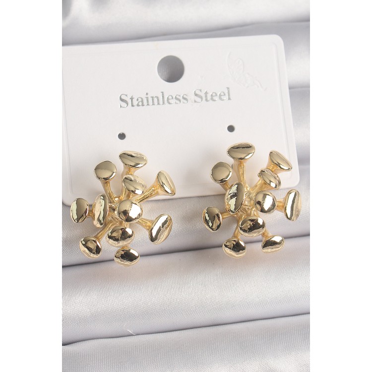 Pirinç Gold Renk Petek Model Kadın Küpe - TJ-BKP10070