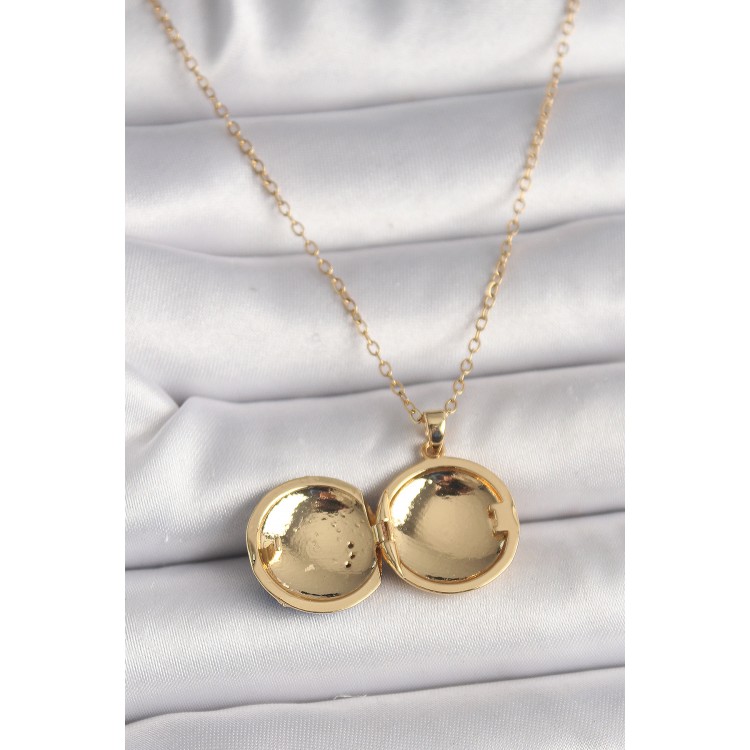 316L Çelik Gold Renk Zincir Zirkon Taş Detaylı Açılır Galaksi Model Kadın Kolye - TJ-BKO9802