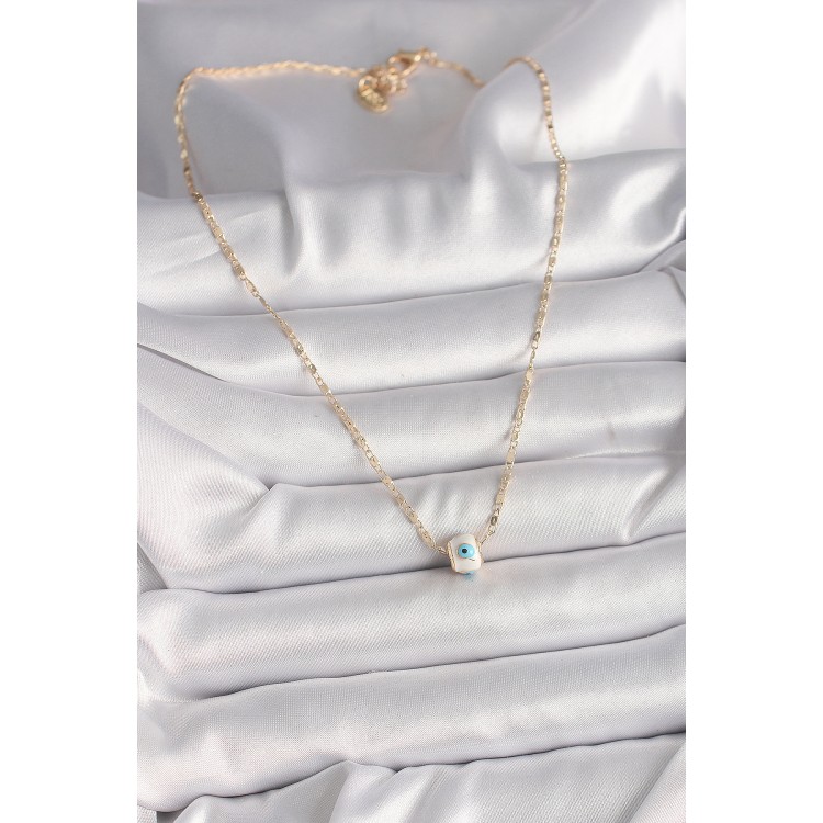 Pirinç Gold Renk Nazar Boncuk Figür Kadın Kolye - TJ-BKO9826