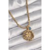 316L Çelik Gold Renk İtalyan Zincir Dorika Yonca Model Nazar Boncuk Detay Kadın Kolye - TJ-BKO9875