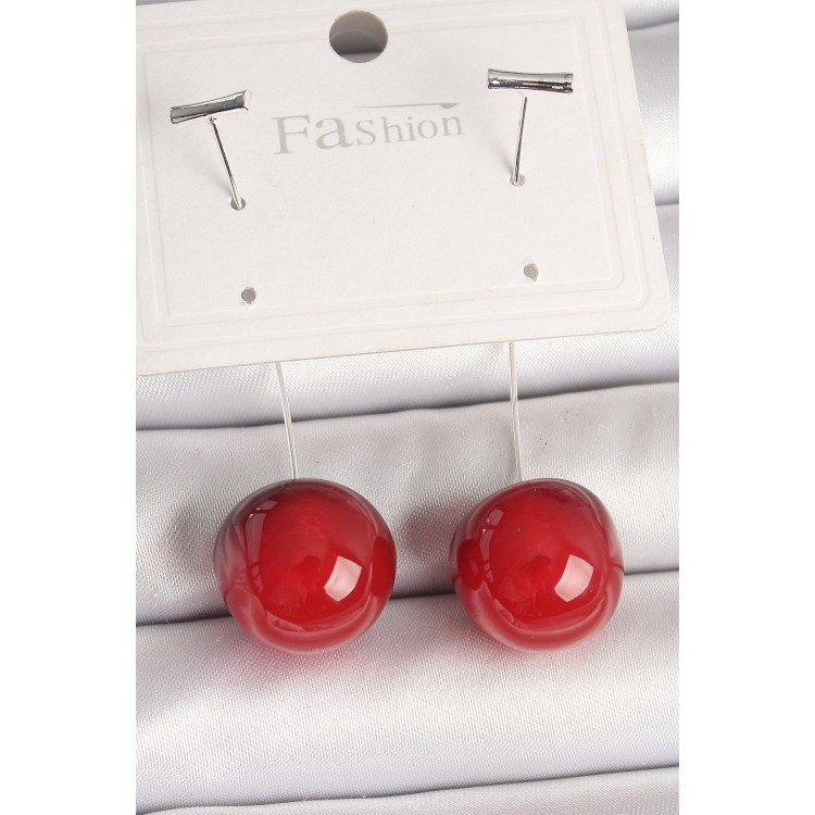 Pirinç Gümüş Renk Çivi Kiraz Model Kadın Küpe - TJ-BKP10376