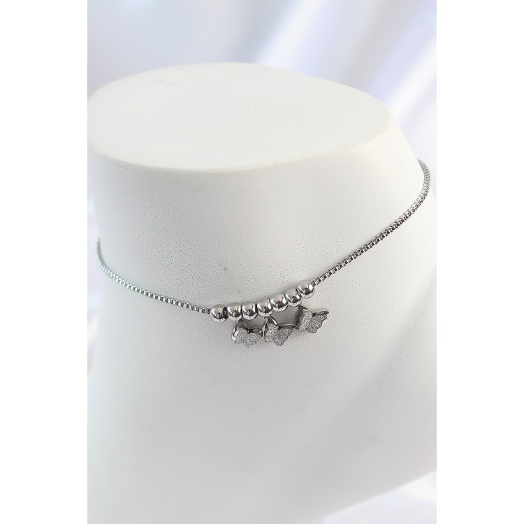 316L Çelik Gold Renk Minimal Kalp Model Renkli Zirkon Taşlı Halhal - TJ-HH1630